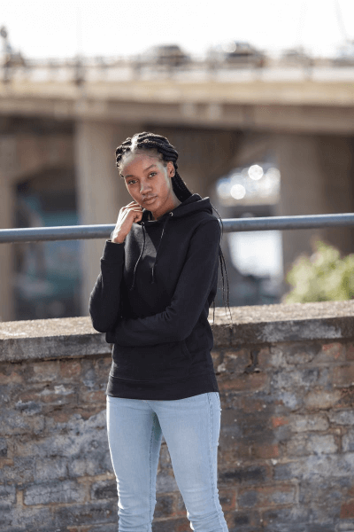 Dámska Mikina s Kapucňou s Vlastnou Potlačou Čierna