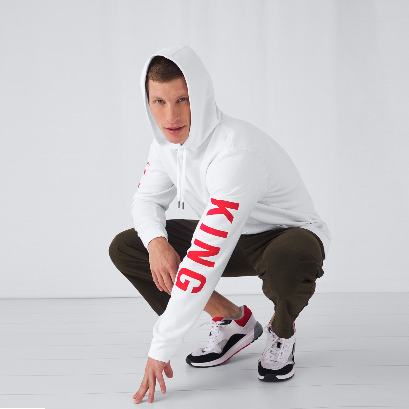 Pánska Mikina s Vlastnou Potlačou s Kapucňou | B&C KING