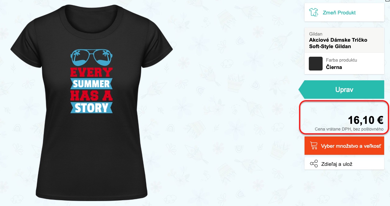 Kde zistím aktuálnu cenu trička?