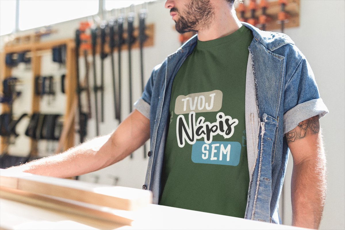 Tričko s fotkou dielne a nápisom