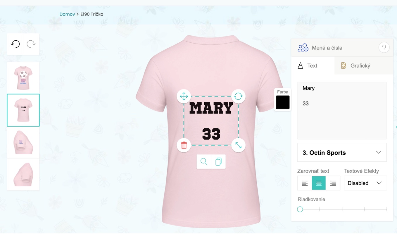 Vytvorenie prvého dresu – pridanie mena a čísla na dres