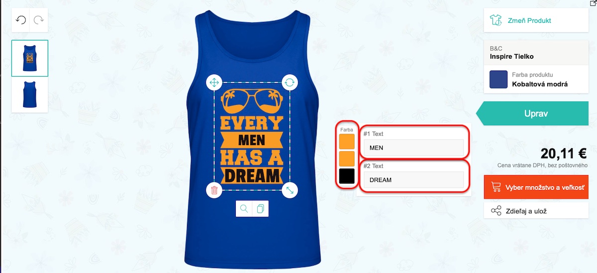 Zmena nápisu a farby textu v motíve